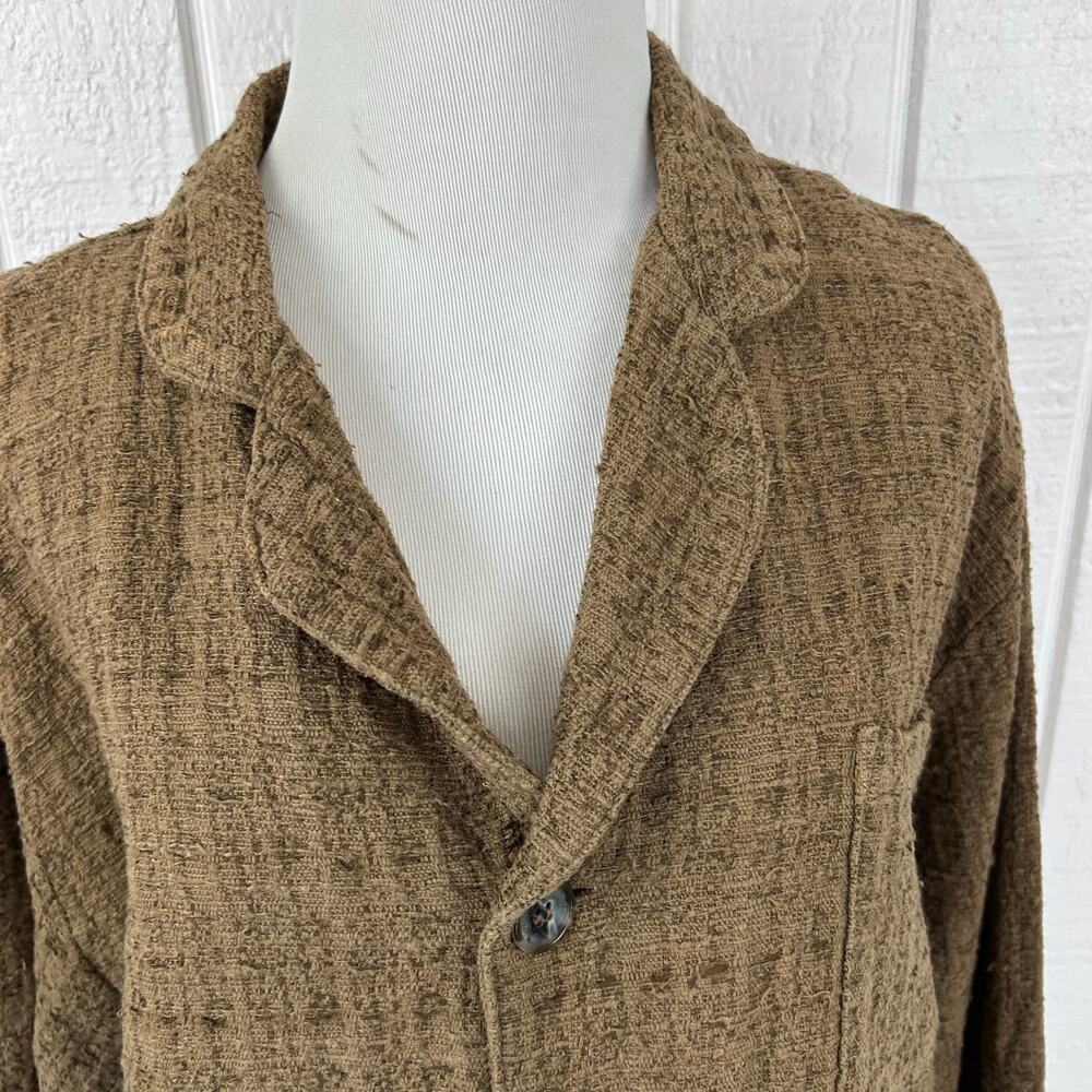 CP Shades Lagenlook Brown Textured Button Front Jacket Shirt Womens Medium - Picture 6 of 9